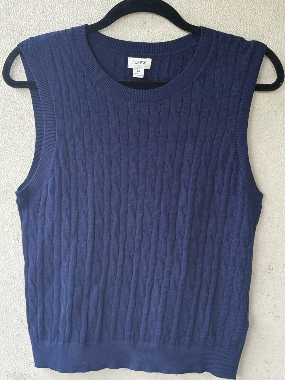 J.Crew Navy Cable Knit Cotton Sweater Vest M Preppy Academia. - Picture 2 of 11